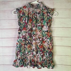 J.‎ Crew Floral Sleeveless Mock Neck Smock Blouse Size 0